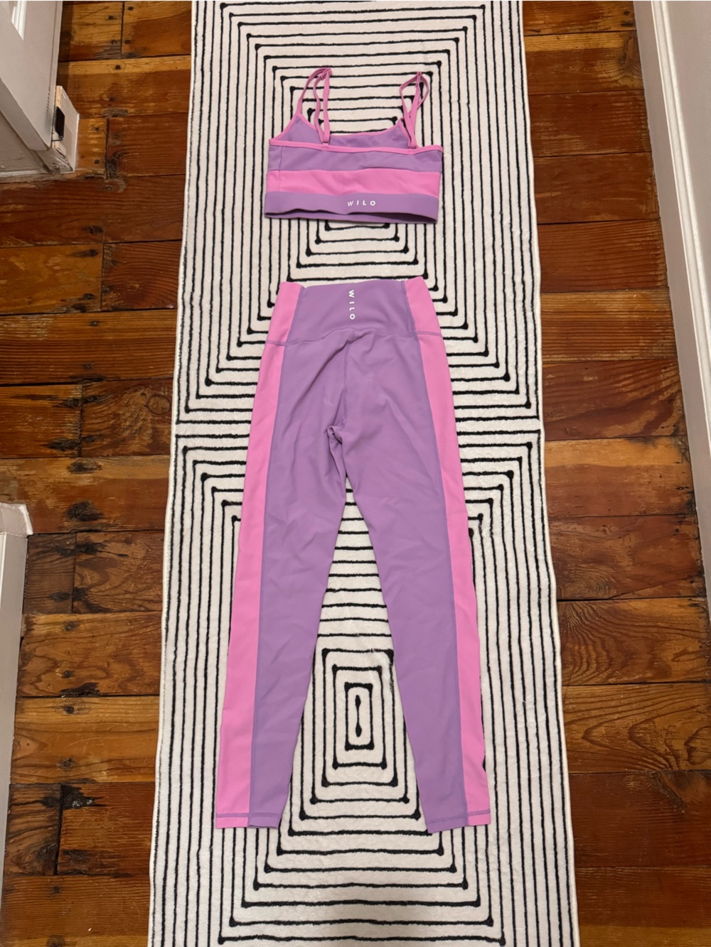 WILO Lavender & Pink Ribbed Sports Bra & Leggings - Picture 2 of 4